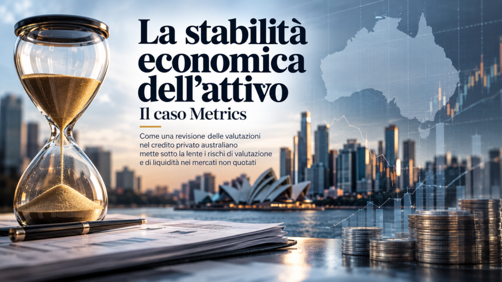La stabilità economica dell'attivo: il caso Metrics Nel private credit il problema non nasce quando un titolo scende in Borsa. Nasce prima, quando il prezzo non c’è affatto e deve essere costruito attraverso modelli, ipotesi e valutazioni. È qui che il caso australiano di Metrics Credit Partners diventa interessante: non tanto perché dimostri una crisi generalizzata del settore, quanto perché mette sotto una lente il punto più delicato degli attivi non quotati. Il caso Metrics rende più concreto anche il monito della BCE sugli SRT (Significant Risk Transfer). Metrics non rappresenta direttamente un’operazione di SRT, ma mostra che cosa può accadere quando una quota crescente del rischio di credito viene trasferita o comunque assorbita fuori dal perimetro bancario tradizionale. Con gli SRT le banche possono trasferire a investitori terzi una parte significativa del rischio di credito di determinati portafogli, ottenendo, al ricorrere delle condizioni prudenziali, un alleggerimento degli assorbimenti patrimoniali. Il rischio, tuttavia, non scompare dal sistema, cambia semplicemente sede. Il caso australiano aggiunge ora un ulteriore elemento a questo quadro: quando quel rischio approda presso fondi e altri intermediari non bancari, la sua misurazione può diventare più complessa proprio perché gli attivi sono meno liquidi, i prezzi meno osservabili e le valutazioni maggiormente dipendenti da modelli e assunzioni. La revisione al ribasso degli investimenti non quotati di Metrics e la contemporanea sospensione dei riscatti mostrano quindi le due facce dello stesso problema: un rischio trasferito fuori dal bilancio bancario può riemergere sotto forma di rischio di valutazione e di liquidità. È qui che l’SRT smette di essere soltanto uno strumento di ottimizzazione del capitale bancario e diventa una questione di stabilità finanziaria: non basta sapere che il rischio è stato trasferito, occorre sapere chi lo detiene, come lo valuta e con quale capacità di assorbirne le perdite. La revisione degli attivi Metrics Metrics, uno dei maggiori operatori australiani del credito privato, gestisce circa 40 miliardi di dollari australiani. A fine settembre tre suoi fondi quotati – Metrics Real Estate Multi-Strategy Fund, Metrics Income Opportunities Trust e Metrics Master Income Trust – sono stati sospesi dalle negoziazioni dopo che KPMG ha contestato alcune ipotesi utilizzate nei conti preliminari e non è stata in grado di firmare i bilanci entro la scadenza del 30 settembre. Le divergenze riguardavano anche il calcolo del fair value di investimenti azionari non quotati nel real estate commerciale. L’effetto non è stato soltanto contabile. I valori patrimoniali netti dei tre veicoli sono stati rivisti: circa -12% per MRE, -10% per MOT e -2% per MXT rispetto ai valori precedentemente comunicati. Parallelamente sono stati temporaneamente sospesi anche i riscatti in alcuni fondi non quotati sottostanti. Le riduzioni sopra riportate riguardano il NTA (Net Tangible Asset backing), vale a dire il valore netto delle attività tangibili dei tre veicoli quotati, non genericamente il NAV (Net Asset Value). I dati indicati si riferiscono alle comunicazioni depositate all’ASX il 28 settembre 2026 sulla base delle risultanze dell’audit KPMG. Le rettifiche derivano principalmente dall'aumento degli accantonamenti specifici per perdite attese sui crediti e dal valore di partecipazioni nel settore immobiliare commerciale. Il 2 ottobre KPMG ha poi completato l’audit e rilasciato giudizi senza rilievi sui bilanci. È un passaggio essenziale: non siamo davanti a una bocciatura dei conti. Ma proprio il fatto che il processo di revisione abbia portato a rettifiche significative mostra la rilevanza del problema. Nei mercati quotati il prezzo viene continuamente sottoposto al giudizio degli scambi. Nei private markets, invece, la valutazione dipende molto di più da assunzioni su flussi futuri, tassi di sconto, probabilità di recupero, valore delle garanzie e condizioni del mercato immobiliare. Finché queste ipotesi restano stabili, il Net Asset Value può apparire altrettanto stabile. Ma la stabilità del valore non coincide necessariamente con la stabilità economica dell’attivo. Se il debitore peggiora, il rifinanziamento diventa più difficile o il valore dell’immobile scende, il prezzo teorico deve prima o poi incorporare il cambiamento. È esattamente il rischio sul quale ASIC, il regolatore australiano, aveva già richiamato l’attenzione. Nel 2026 l’autorità ha avvertito che alcune valutazioni nel private credit rischiano di rimanere indietro rispetto alla realtà economica e che, nei fondi aperti con finestre periodiche di rimborso, una valutazione non aggiornata può consentire a chi esce per primo di essere rimborsato a un valore troppo elevato, trasferendo implicitamente il costo sugli investitori che restano. Qui valutazione e liquidità diventano la stessa storia. Un fondo può promettere riscatti mensili o trimestrali; gli attivi sottostanti, però, possono richiedere mesi per essere venduti e spesso non dispongono di un prezzo osservabile. Se molti investitori chiedono contemporaneamente il rimborso, il gestore non deve soltanto trovare liquidità: deve anche stabilire a quale prezzo sia corretto valorizzare ciò che non può vendere rapidamente. Non a caso APRA, l'autorità australiana di vigilanza prudenziale, individua proprio nelle valutazioni poco frequenti, nell’opacità e nella potenziale illiquidità alcune delle vulnerabilità dei mercati privati. Il private credit non è quindi necessariamente 'troppo rischioso'. Finanzia imprese e progetti che il credito bancario tradizionale può non servire e offre agli investitori fonti di rendimento alternative. Il problema nasce quando alla minore liquidità dell’attivo si accompagna l’illusione di una valutazione stabile e di una liquidità sempre disponibile. Il caso Metrics introduce anche un tema europeo. La costruzione di un vero mercato unico dei capitali dovrebbe servire proprio a mobilitare il risparmio oggi frammentato nei 27 Stati membri e a convogliarlo verso imprese, infrastrutture e investimenti produttivi. Ma l’espansione del private credit mostra che integrare i mercati non significa soltanto aumentare i canali di finanziamento alternativi alle banche. Significa anche costruire regole comuni e credibili su valutazione degli attivi non quotati, trasparenza, gestione della liquidità e tutela degli investitori. Se il capitale europeo deve muoversi più liberamente, deve poter confrontare rischi e valori su basi omogenee. Altrimenti il rischio è di sostituire alla frammentazione nazionale una nuova opacità finanziaria: più capitale in circolazione, ma meno certezza su quanto valgano davvero gli attivi che lo assorbono. Il caso Metrics lascia allora una domanda più interessante della semplice sospensione dei riscatti: se un’attività non ha un prezzo di mercato quotidiano, quanto possiamo essere certi che il valore riportato oggi sarebbe anche il prezzo ottenibile domani? Nei mercati privati il rischio, a volte, non è che il prezzo scenda. Nei mercati privati il rischio, a volte, non è che il prezzo scenda. È che il mercato arrivi troppo tardi a dirci quale fosse davvero.